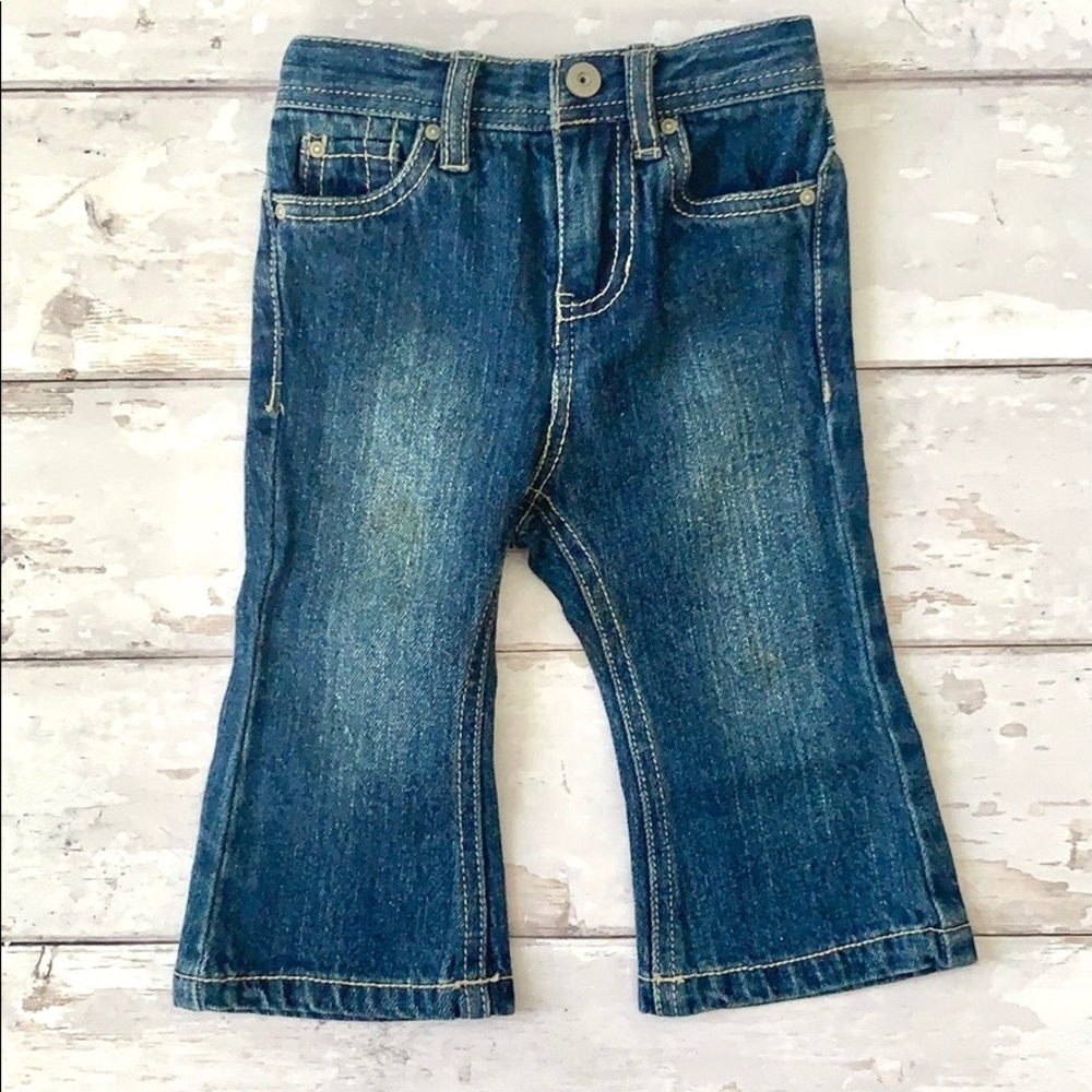 Baby Girls 12m High Waisted Flare Dark Wash Jeans Baby Toddler Denim Pants